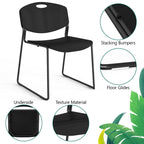 WLLJOY Black Sled Base Stack Chair 4 Pack, Metal Frame Max-Load bearing 350 lbs, Stackable Chairs for Waiting Room, Conference Room