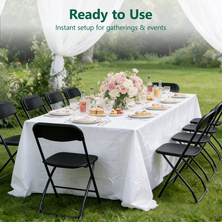 HaiNova Plastic Folding Chair 6 Pack, Portable Comfortable Event Chair, Capacity 350 lb, Indoor/Outdoor Dual-Use Seating for Various Occasions, White
