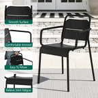 HaiNova Metal Stackable Dining Chairs with Armrest 4 Pack, Black Outdoor Heavy-Duty Chair, 300 lbs Max - All Weather for Indoor/Outdoor