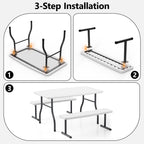 WLLJOY 3-Piece Kids Picnic Tableset, Outdoor Portable Small Table with Long Bench, Waterresistance and Easy to Clean, Suitable for Patio, Garden and living Room
