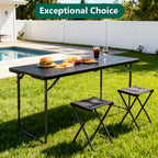 HaiNova 4 Ft Adjustable Height Folding Table, Max Load 400lbs, Portable Camping Table with Handle for Home Party, Camping Parties and Weddings, Black